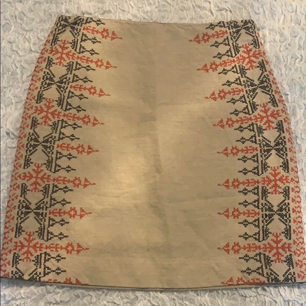 Burlap Colored Skirt with Red and Black Detail